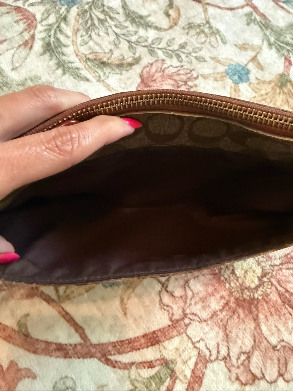Coach Brown Signature Canvas Clutch with Gold Accent - Picture 2 of 9